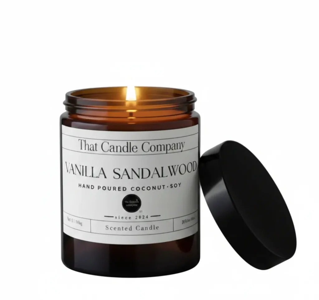 Luxury Scented Candle For Relaxation. Vanilla And Sandalwood