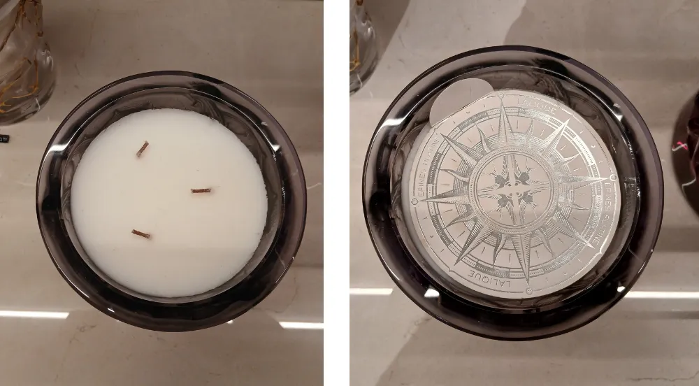 Lalique luxury candle with flattened wicks at Harrods London