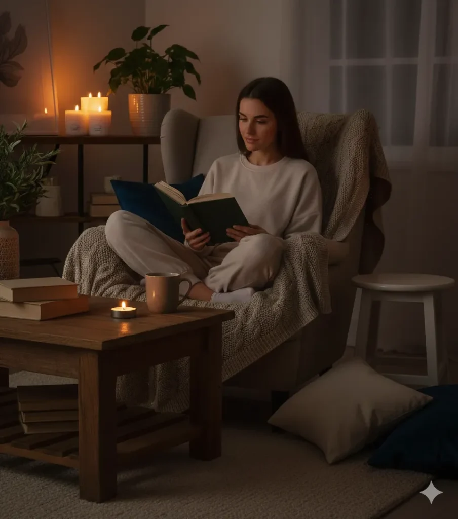 Relaxing With A Book And Luxury Scented Candles