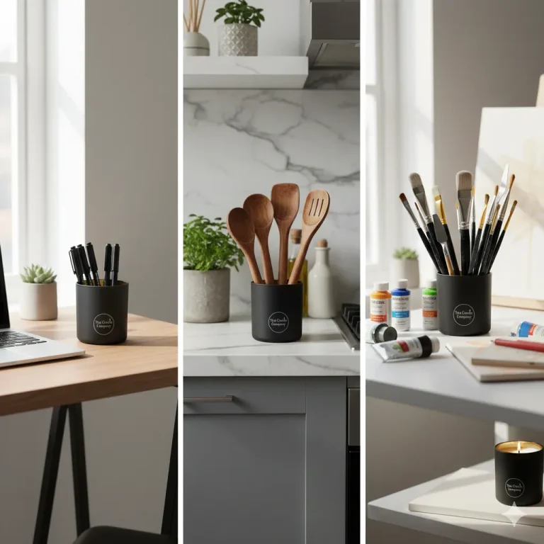 A luxury home setting featuring the art of repurposing luxury candle jars.