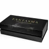 FANTASMA luxury scented candle gift box closed with gold logo on black packaging