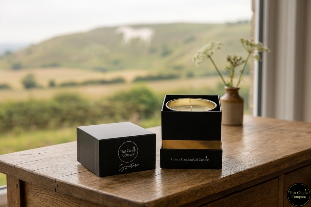 Luxury scented candle gift box from That Candle Company hand-poured in Westbury Wiltshire England.