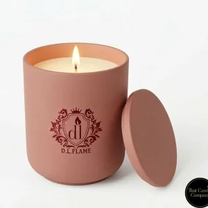 SPICED ROSE candle in a blush pink pastel ceramic jar with matching lid and gift box.