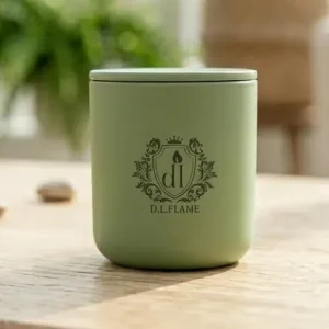 A luxury BOTANIC EMBER candle styled among indoor plants on a rustic wooden shelf for a botanical home look. A luxury BOTANIC EMBER candle styled among indoor plants on a rustic wooden shelf for a botanical home look.