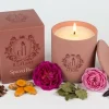 Luxury SPICED ROSE candle on a bathroom sink unit in a modern home décor.