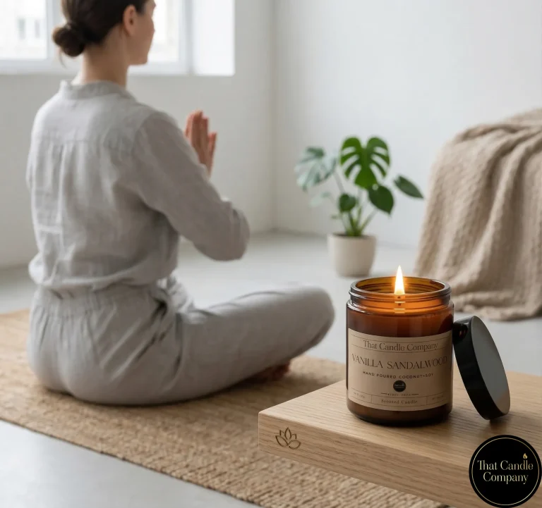Creating a calm atmosphere with candles for stress relief and mindfulness.