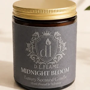 Midnight Bloom luxury hand poured scented candle with gold lid Midnight Bloom luxury hand poured scented candle with gold lid
