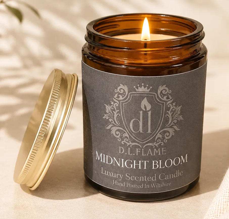 MIDNIGHT BLOOM jasmine and peony candle in amber jar