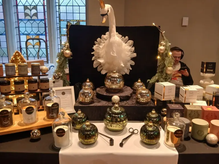 Luxury handmade candle stall at Trowbridge Weavers Market 2026